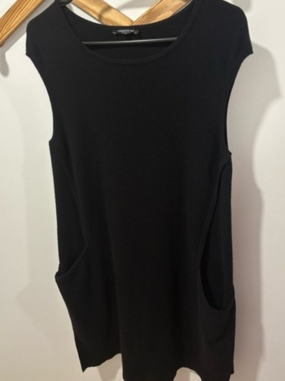 LAFAYETTE 148 NEW YORK Black 100% Wool Sleeveless Pocket Dress - Size L